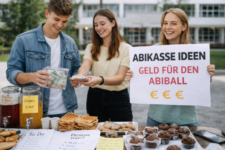 Schüler sammeln Geld für den Abiball mit Abikasse Ideen wie Kuchenverkauf und Aktionen